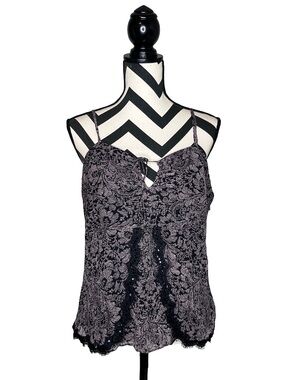 Lane Bryant Whimsigoth Witchy 100% Silk Lace Trim Babydoll Blouse Sz 14